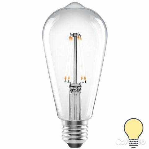 Лампа светодиодная E27 220-240 В 4 Вт эдисон прозр