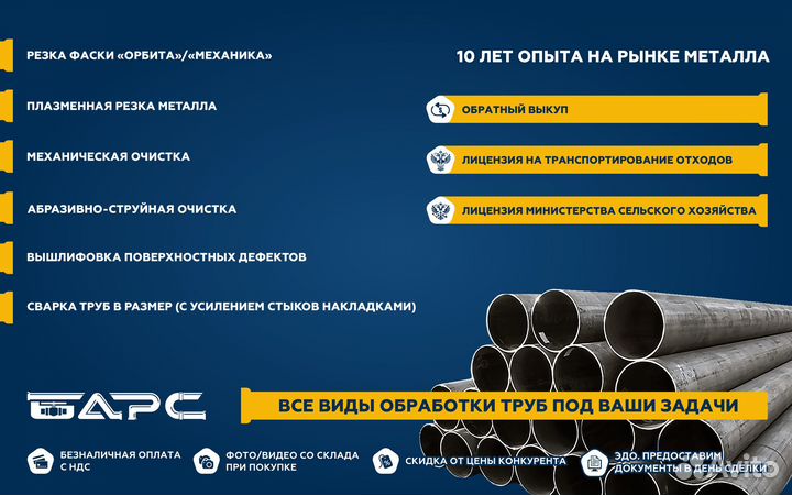 Труба 159*6,5 для газопровода, чистая, под резку