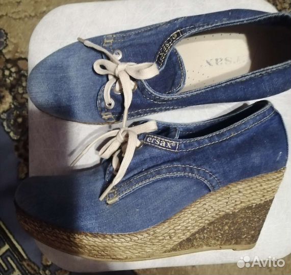 Ботинки сабо джинсовые