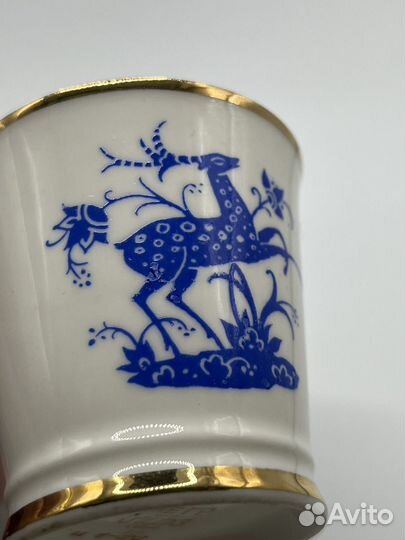 Винтажная стопка лфз. Олень. Костяной фарфор