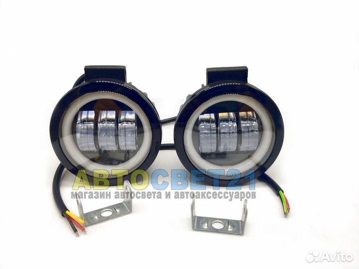 Светодиодная LED Фара 50W Круглая с глазками