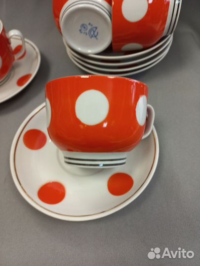 Чайные пары Красный горох Фарфор СССР
