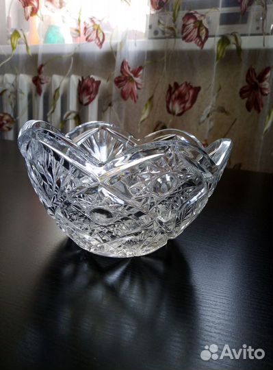 Ваза салатница хрусталь СССР хрусталь богемия