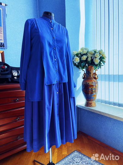 Платье Корея, L, синее