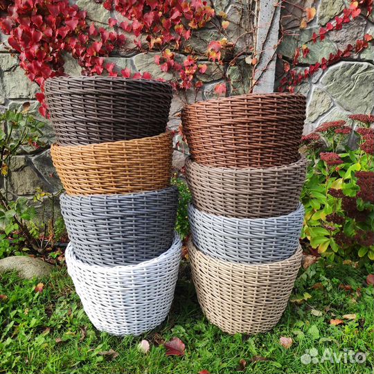 Вазон плетёный 12, 20, 40 литров. Экоротанг