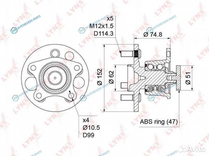 WH-1451 Ступица колеса зад правлев