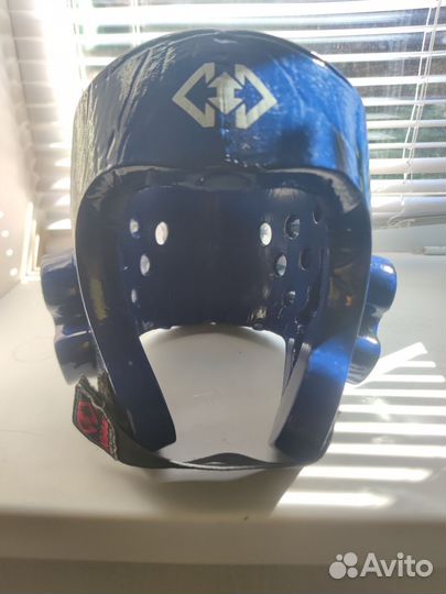 Шлем, футы, перчатки для тхэквондо синяя khan кхан