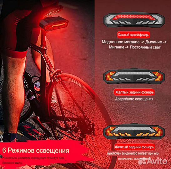 Фонарь велосипедный с поворотником