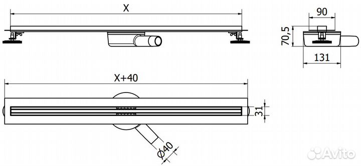 Линейный трап Mexen slim 110см хром