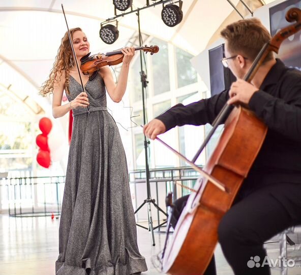 Музыканты, живая музыка, дуэт скрипка и виолончель