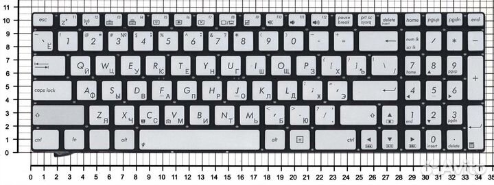 Клавиатура для Asus N550 серебристая с подсветкой