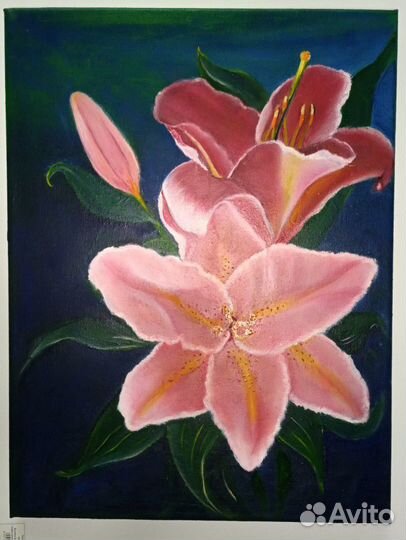 Картина маслом, живопись, натюрморт, цветы