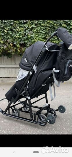 Новые санки коляска Pikate Onyx (черный)