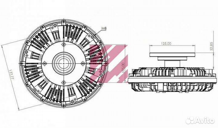 Вискомуфта вентилятора Iveco Eurotrakker 240мм