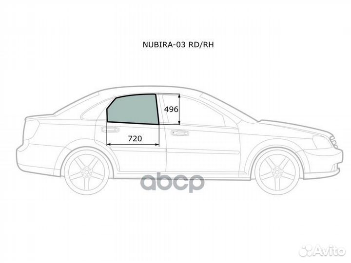 Стекло боковое опускное (Сзади/ Справа/ Цвет зе