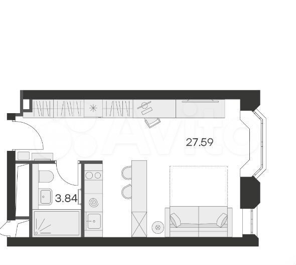 Апартаменты-студия, 31,4 м², 7/21 эт.