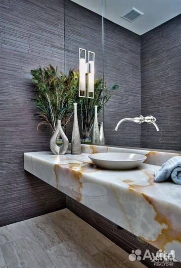 Каменная столешница. Декор на стену. Панно. Оникс