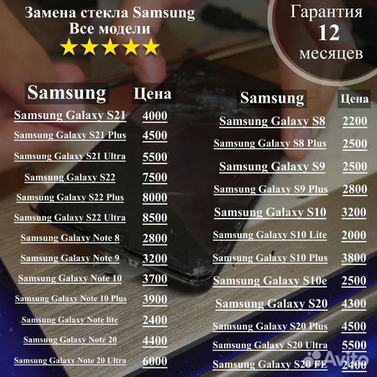 Замена стекла(переклейка),ремонт телефонов Samsung