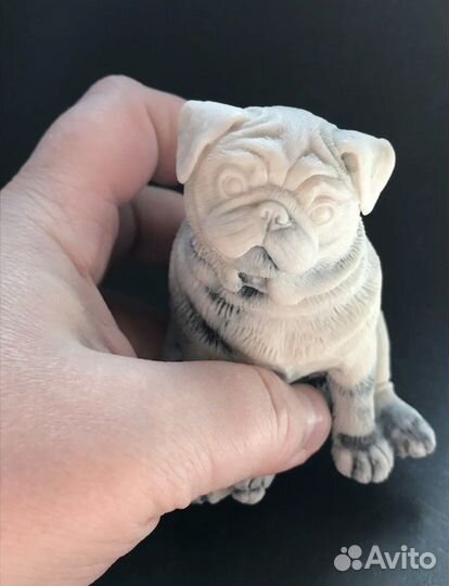 Статуэтки мопсы фарфор, мрамоная крошка