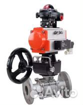 Кран шаровой DN.ru кшфпт 304.180 Ду100 Ру16, трехсоставной полнопроходной фланцевый, нержавеющая ста