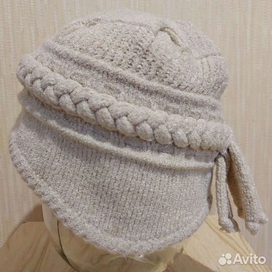 Шапка вязаная женская, р.57