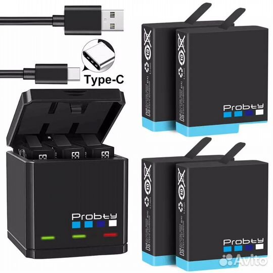 GoPro Hero 10/9/8/7/6/5 зарядное устройство и 2 ак