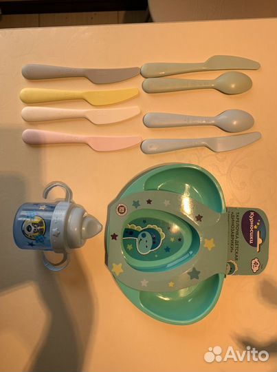 Столовые приборы детские IKEA, тарелка Курносики н