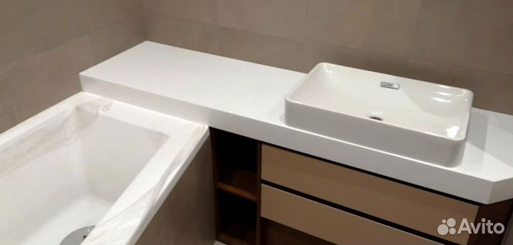 Столешница для ванной из искуственного камня