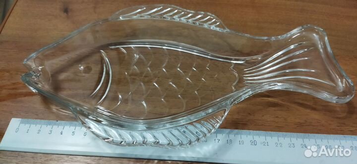 Блюдо под рыбу, стекло. Новое