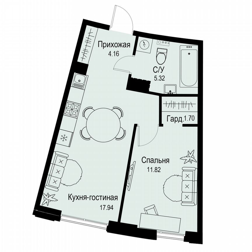 1-к. квартира, 40,9 м², 5/6 эт.