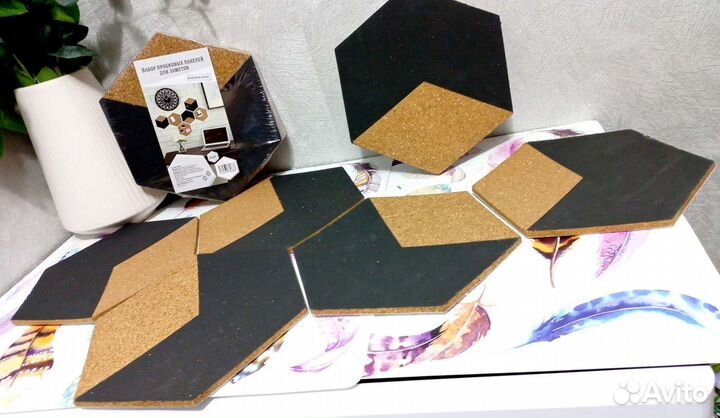 Набор пробковых панелей для заметок 6 шт самоклеющ