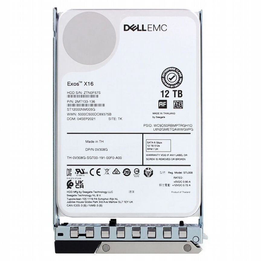 [V308G] Жесткий Диск Dell 12tb 7200 Sata3 3.5" Hdd V308g