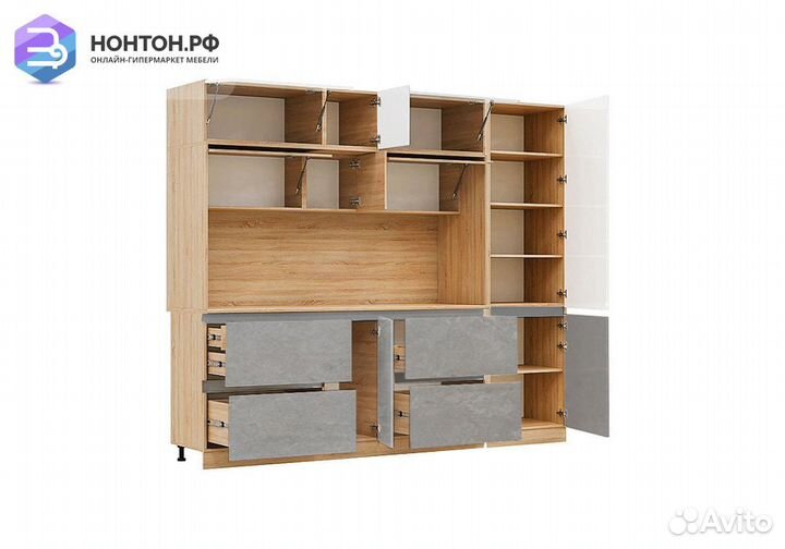 Кухня Карина №3 белый глянцевый / бетон светлый