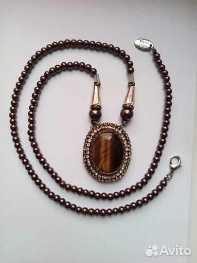 Ожерелье нат.тигровый глаз Италия