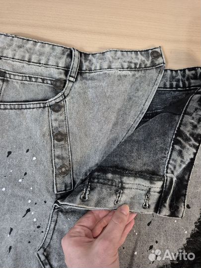 Юбка джинсовая мини с разрывами серого цвета 2mood