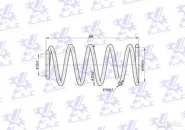 Пружина (2 шт.) задней подвески Kia Rio 3