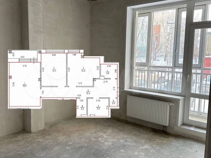 2-к. квартира, 73,3 м², 1/5 эт.