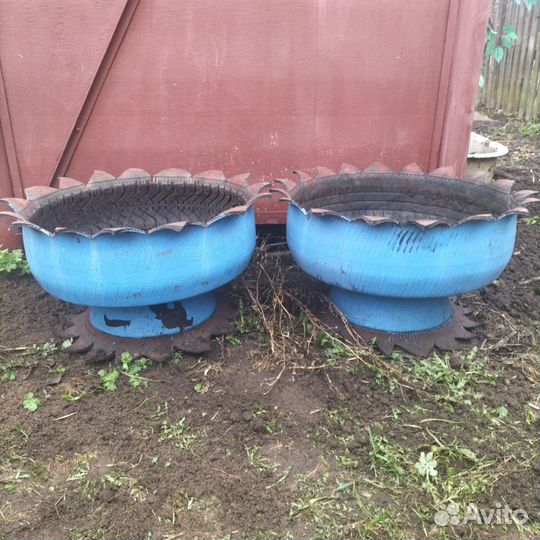 Клумба из покрышек с литыми дисками