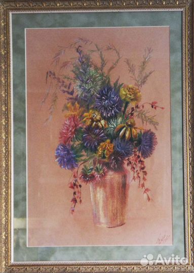 Осенний букет. Картина сухой пастелью. Натюрморт