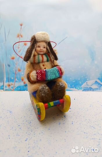 Елочная игрушка из шерсти