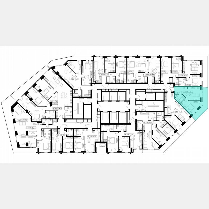 1-к. квартира, 48,4 м², 13/46 эт.