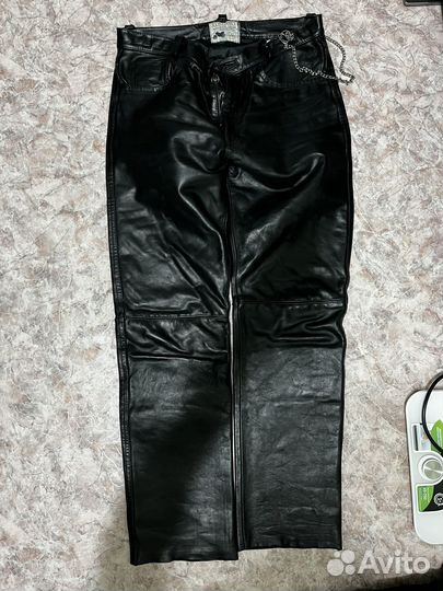 Мужские кожаные штаны байкерские