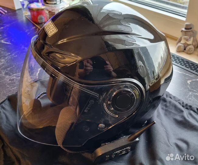 Мотоциклетный шлем 3/4 с bluetooth гарнитурой