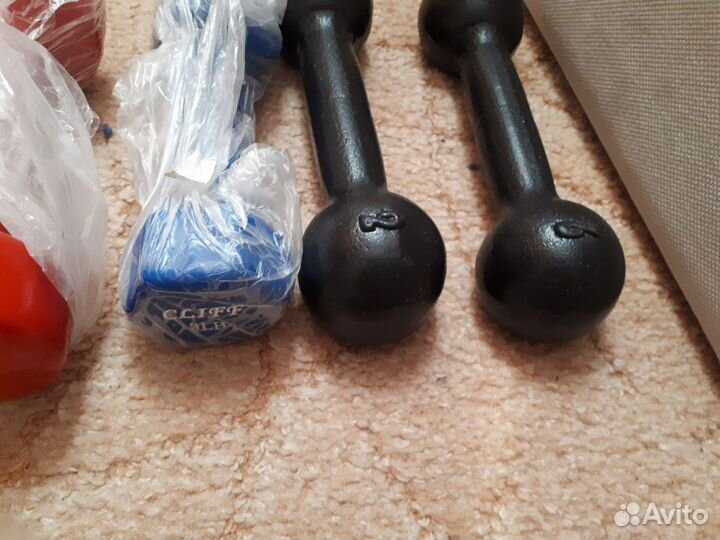 Гантели для фитнеса, черные, 2 кг