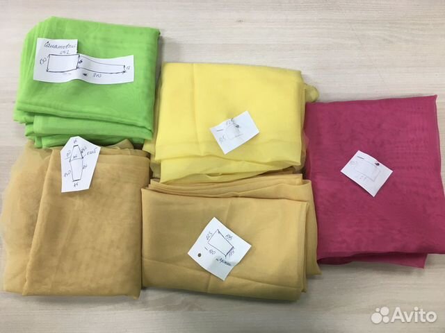 Вуаль, тюль, разные цвета, отрезы новой ткани