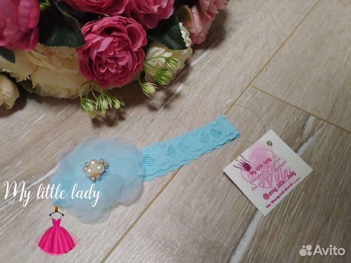 Комплект пинетки и повязка новые