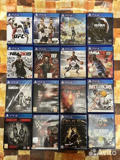 Огромный выбор дисков на PS4 около 200 штук