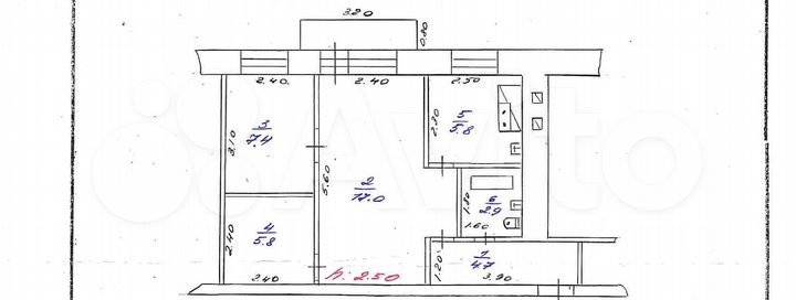 3-к. квартира, 43,6 м², 2/4 эт.