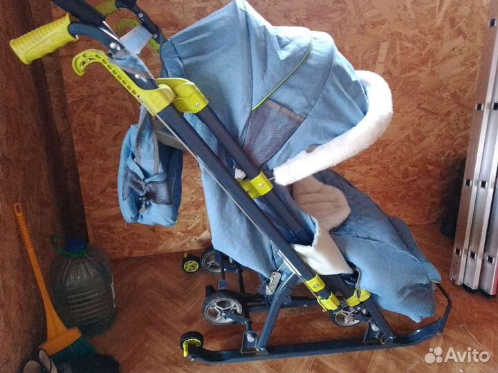 Детские санки коляска с колесами