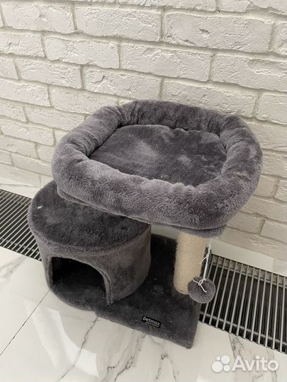 Дом-когтеточка с лежанкой для кошек